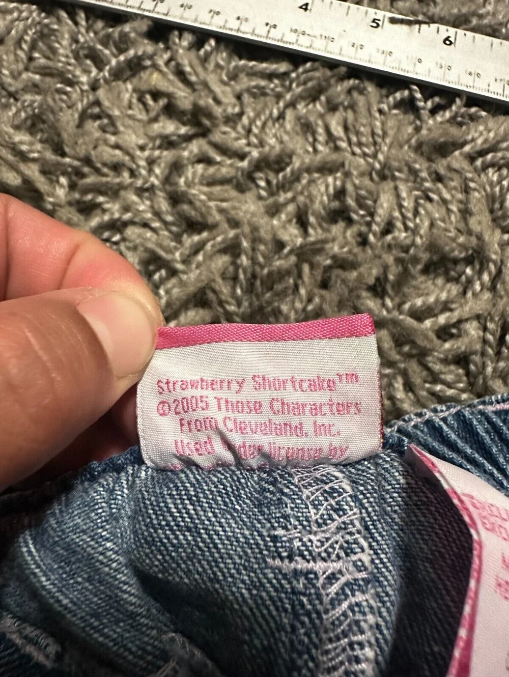 Vintage y2K 2005 Strawberry Shortcake Denim Baby Jeans Size 18M